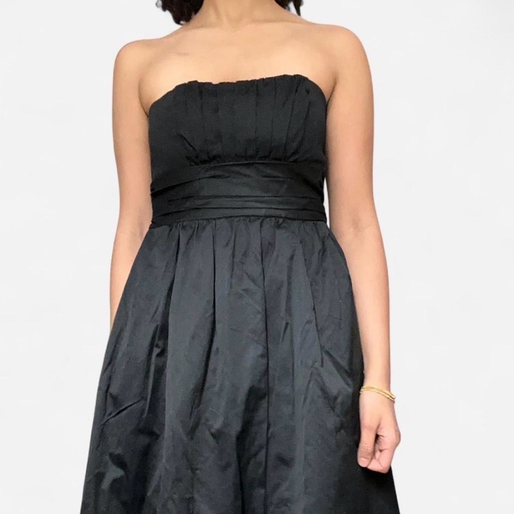 Davids Bridal Bridesmaid Prom Dress Size 10 Strapless Black Pleated Formal Gown - Picture 3 of 8